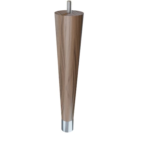 Designs Of Distinction 9" Round Tapered Leg with bolt and 1" Brushed Aluminum Ferrule - Walnut 01240009WLBA6